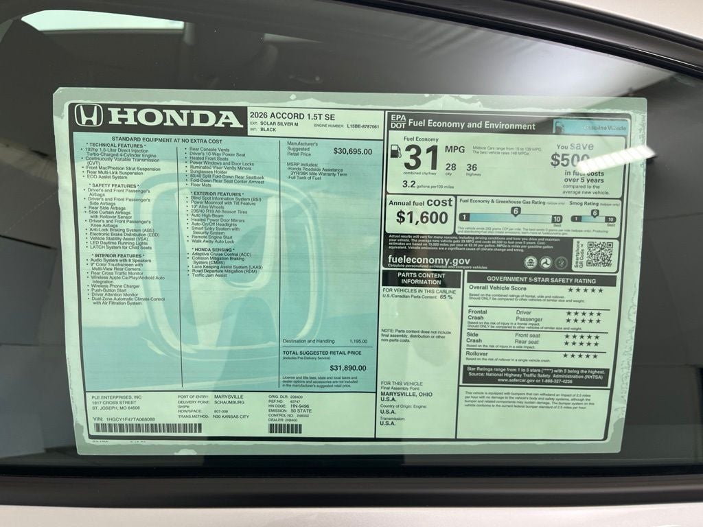 2026 Honda Accord SE