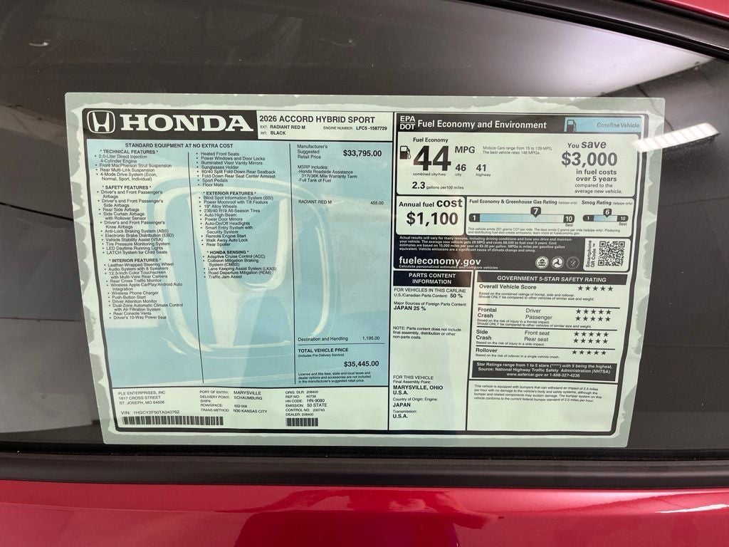 2026 Honda Accord Hybrid Sport