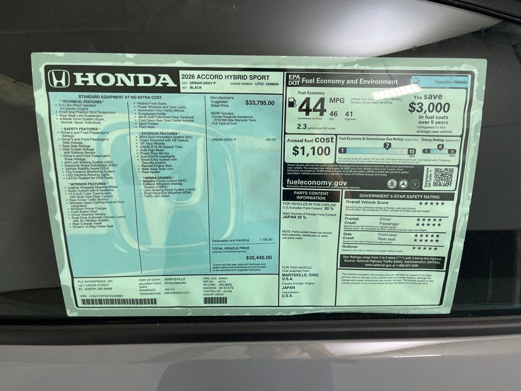 2026 Honda Accord Hybrid Sport