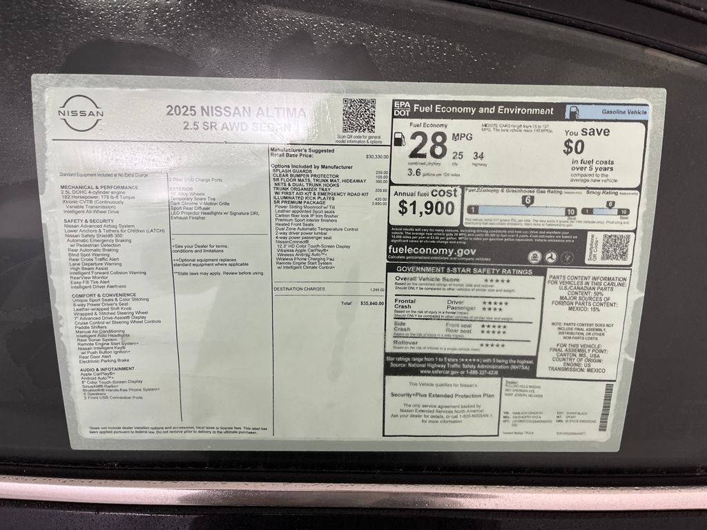 2025 Nissan Altima 2.5 SR