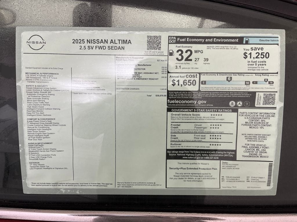 2025 Nissan Altima 2.5 SV