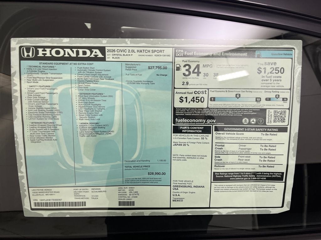 2026 Honda Civic Sport