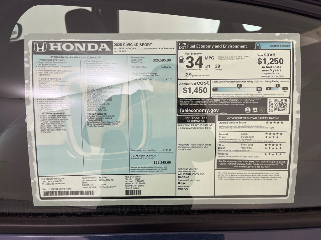 2026 Honda Civic Sport