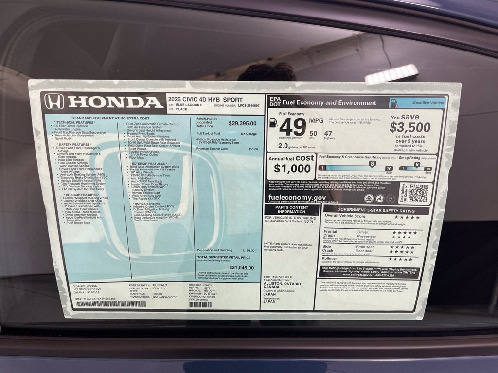 2026 Honda Civic Hybrid Sport