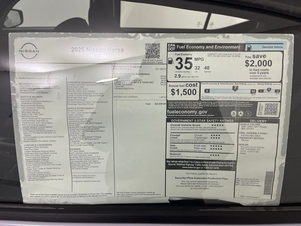 2025 Nissan Versa 1.6 SR