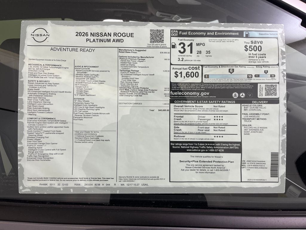2026 Nissan Rogue Platinum