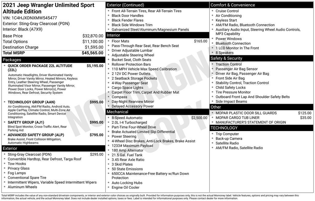 2021 Jeep Wrangler Unlimited Sport Altitude