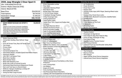 2026 Jeep Wrangler WRANGLER 2-DOOR SPORT S