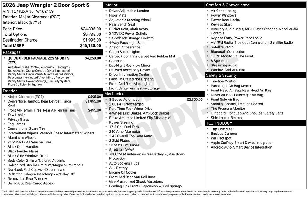 2026 Jeep Wrangler WRANGLER 2-DOOR SPORT S