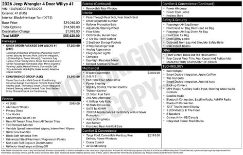 2026 Jeep Wrangler WRANGLER 4-DOOR WILLYS '41
