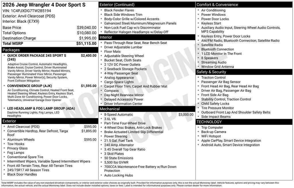 2026 Jeep Wrangler Sport S