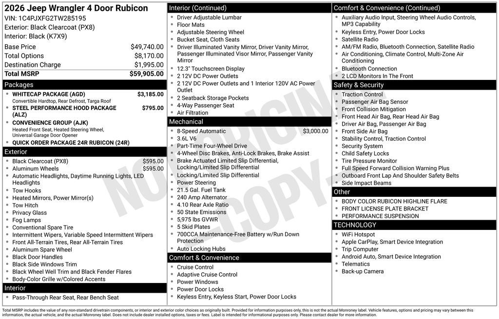 2026 Jeep Wrangler WRANGLER 4-DOOR RUBICON