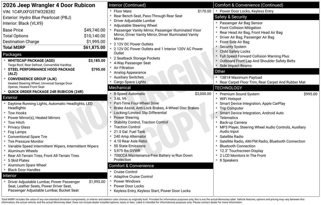 2026 Jeep Wrangler WRANGLER 4-DOOR RUBICON