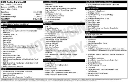 2026 Dodge Durango DURANGO GT AWD