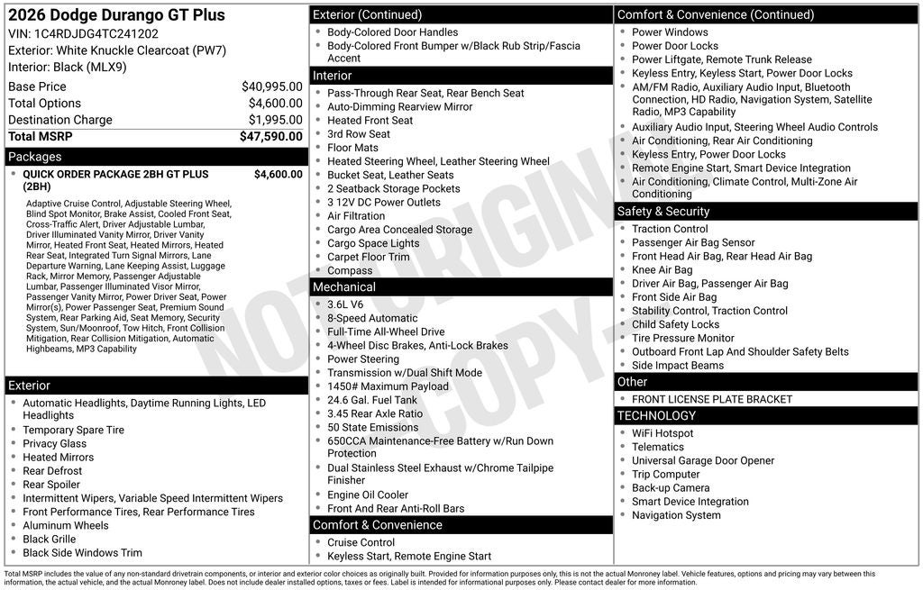 2026 Dodge Durango DURANGO GT PLUS AWD