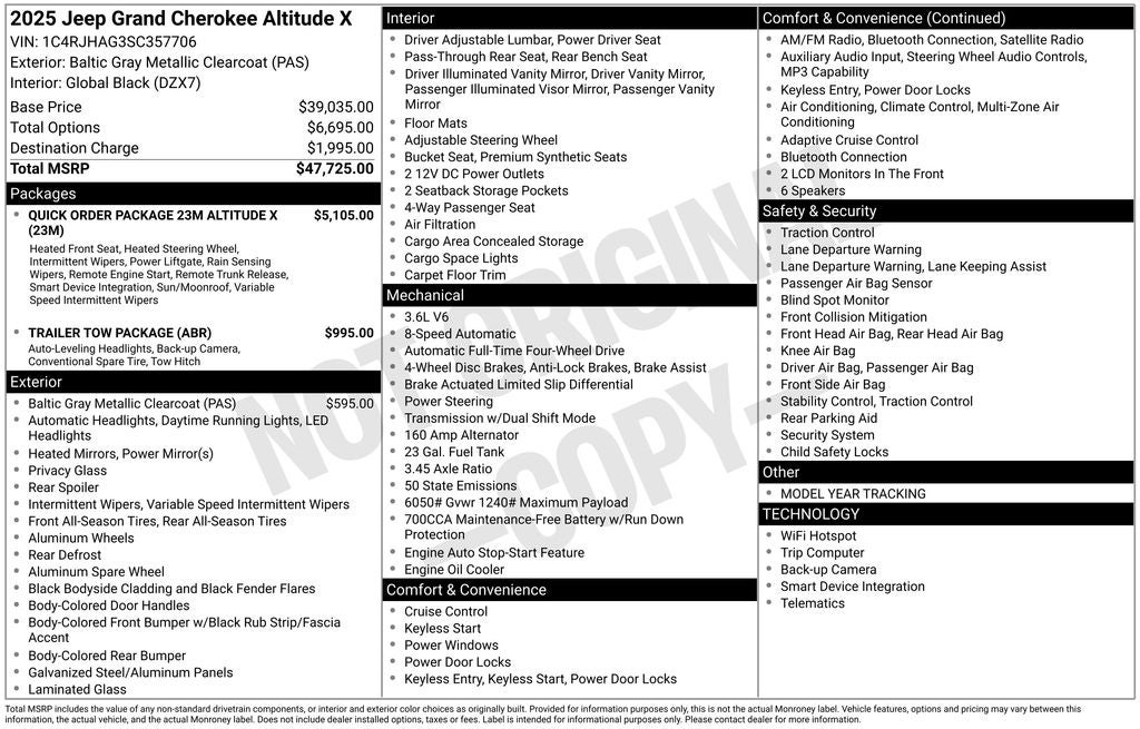 2025 Jeep Grand Cherokee GRAND CHEROKEE ALTITUDE X 4X4