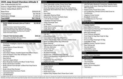 2025 Jeep Grand Cherokee GRAND CHEROKEE ALTITUDE X 4X4