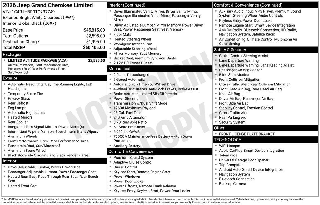 2026 Jeep Grand Cherokee GRAND CHEROKEE LIMITED 4X4