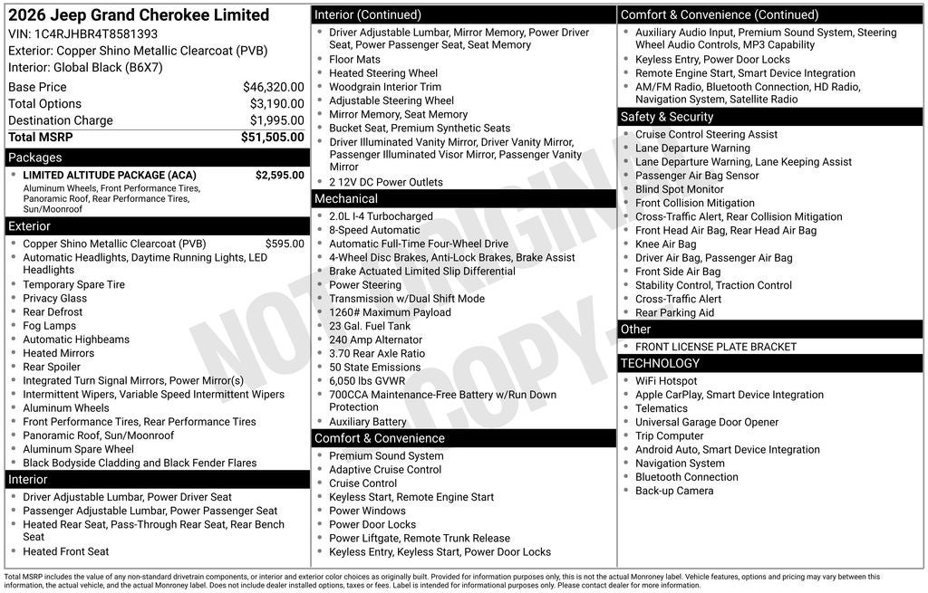 2026 Jeep Grand Cherokee GRAND CHEROKEE LIMITED 4X4