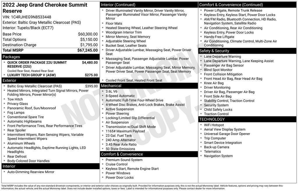 2022 Jeep Grand Cherokee Summit Reserve 4x4