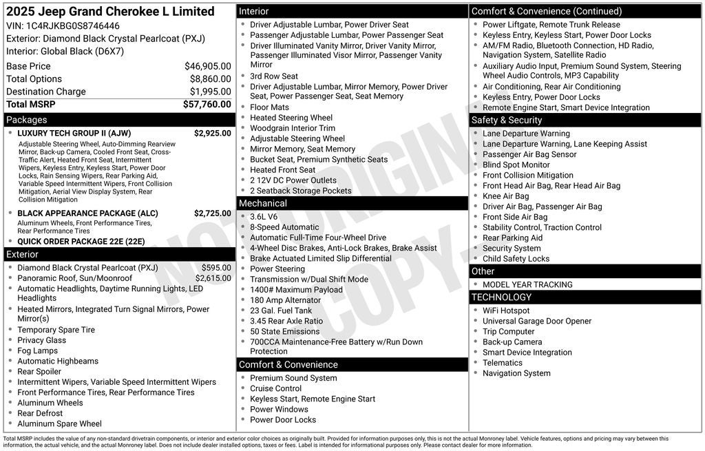 2025 Jeep Grand Cherokee GRAND CHEROKEE L LIMITED 4X4