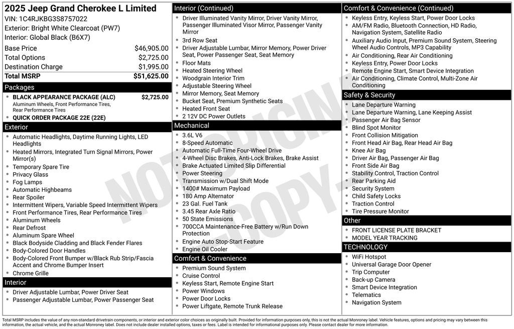 2025 Jeep Grand Cherokee GRAND CHEROKEE L LIMITED 4X4