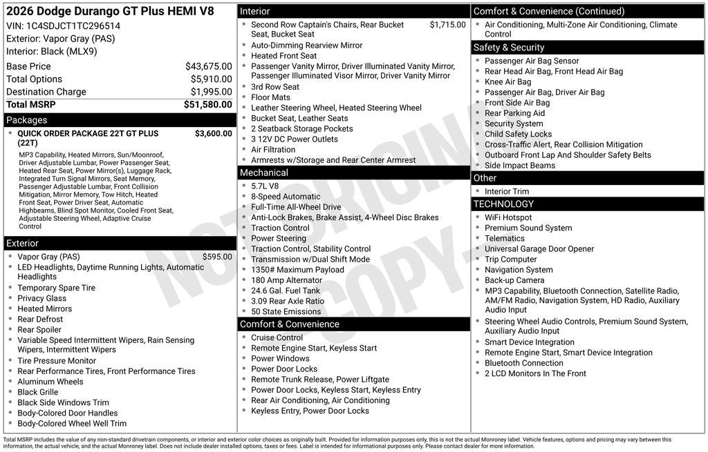 2026 Dodge Durango DURANGO GT PLUS AWD HEMI V8