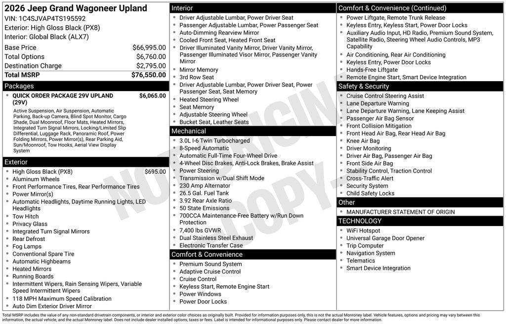 2026 Jeep Grand Wagoneer GRAND WAGONEER UPLAND 4X4