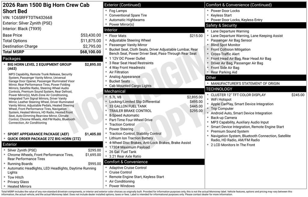2026 RAM 1500 Big Horn/Lone Star