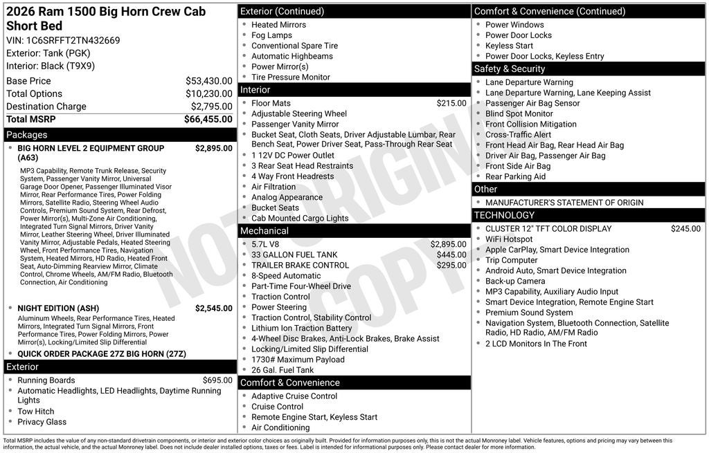 2026 RAM 1500 Big Horn/Lone Star