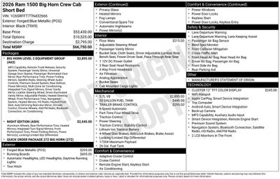 2026 RAM Ram 1500 RAM 1500 BIG HORN CREW CAB 4X4 5'7' BOX