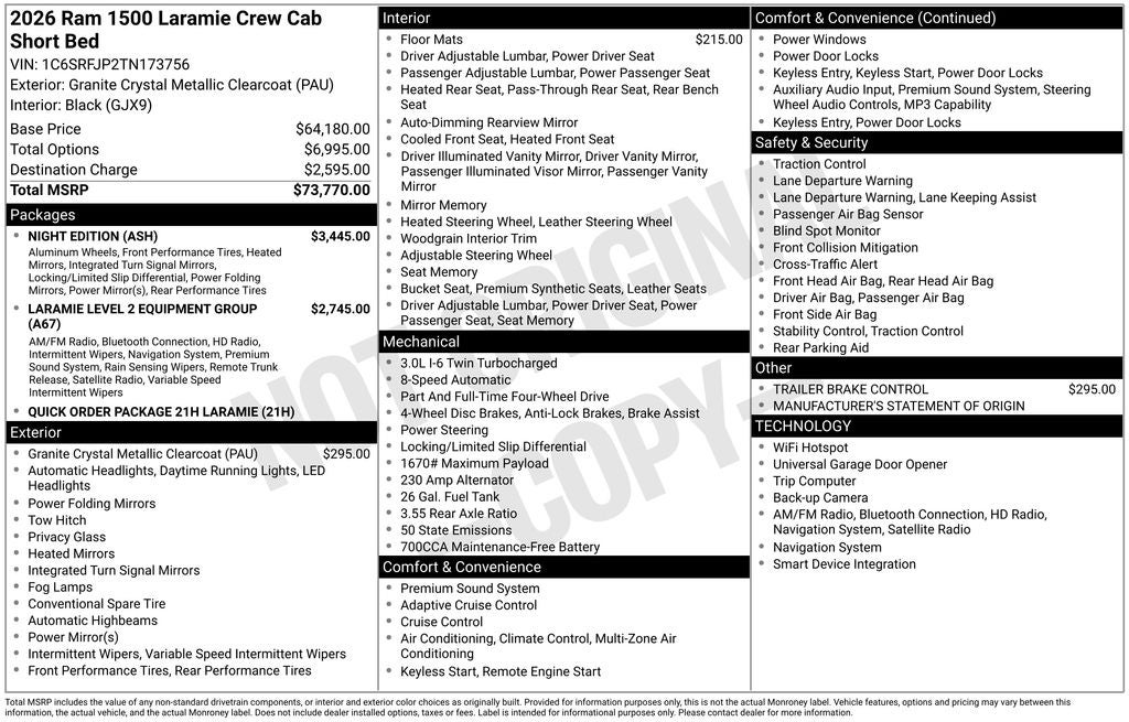2026 RAM Ram 1500 RAM 1500 LARAMIE CREW CAB 4X4 5'7' BOX