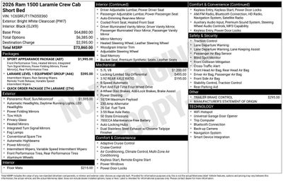2026 RAM Ram 1500 RAM 1500 LARAMIE CREW CAB 4X4 5'7' BOX