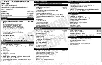 2021 RAM 1500 Laramie Crew Cab 4x4 5'7' Box