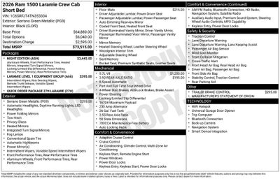 2026 RAM Ram 1500 RAM 1500 LARAMIE CREW CAB 4X4 5'7' BOX