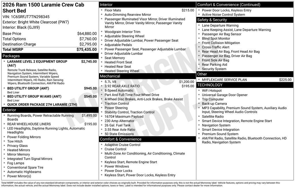 2026 RAM Ram 1500 RAM 1500 LARAMIE CREW CAB 4X4 5'7' BOX