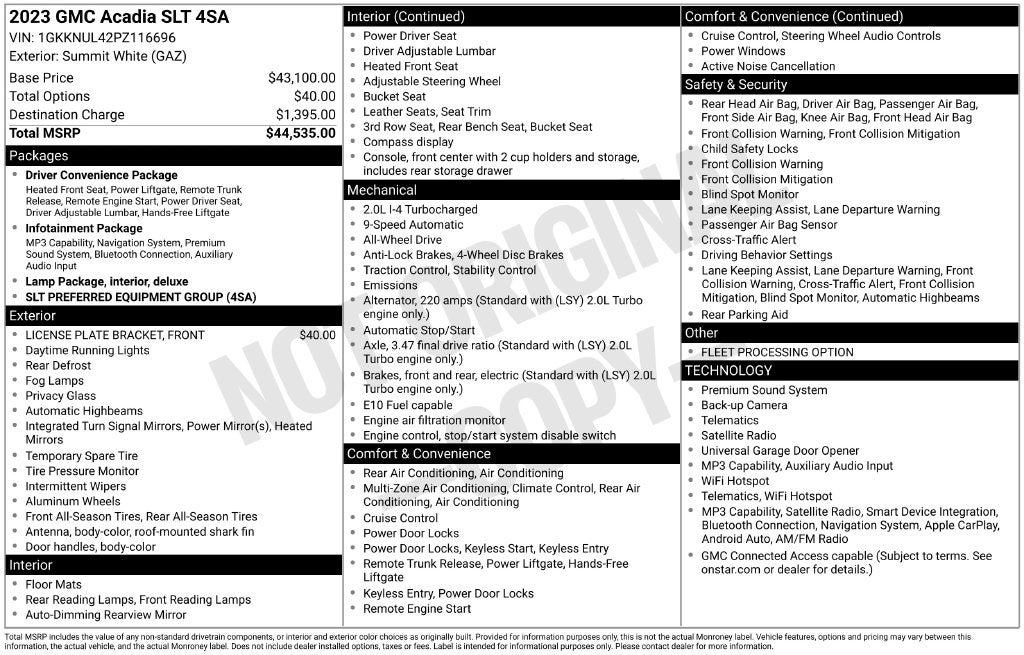 2023 GMC Acadia AWD SLT