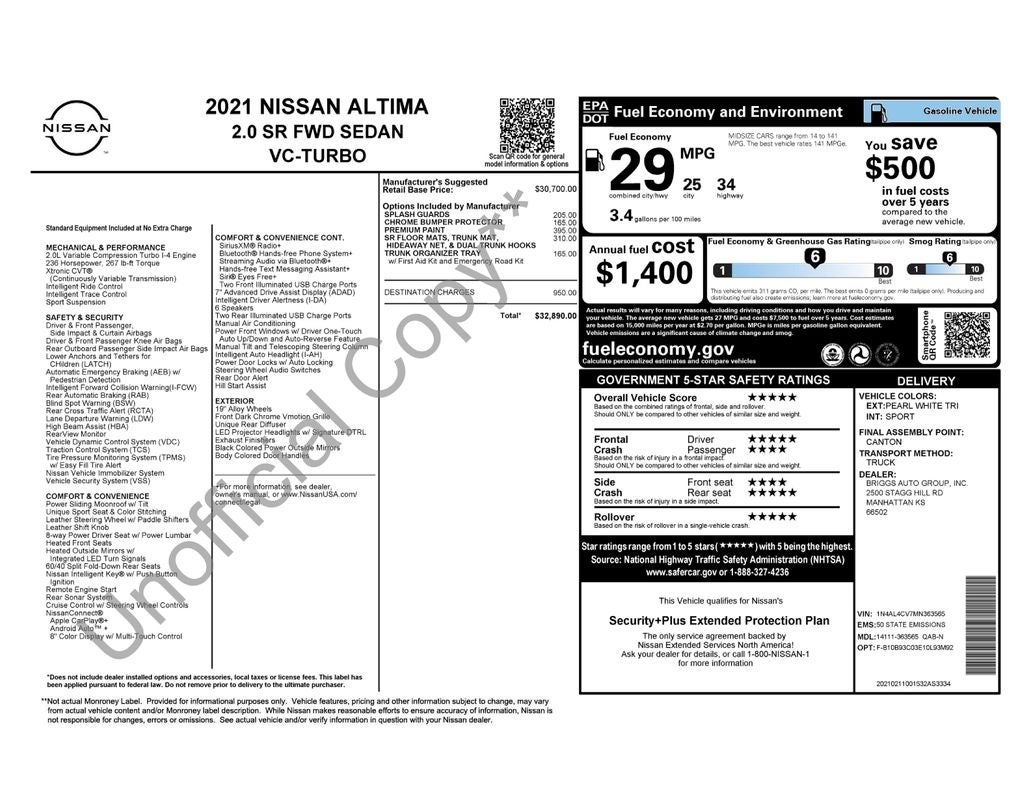 2021 Nissan Altima SR VC-Turbo FWD
