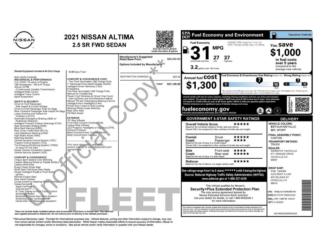 2021 Nissan Altima SR FWD