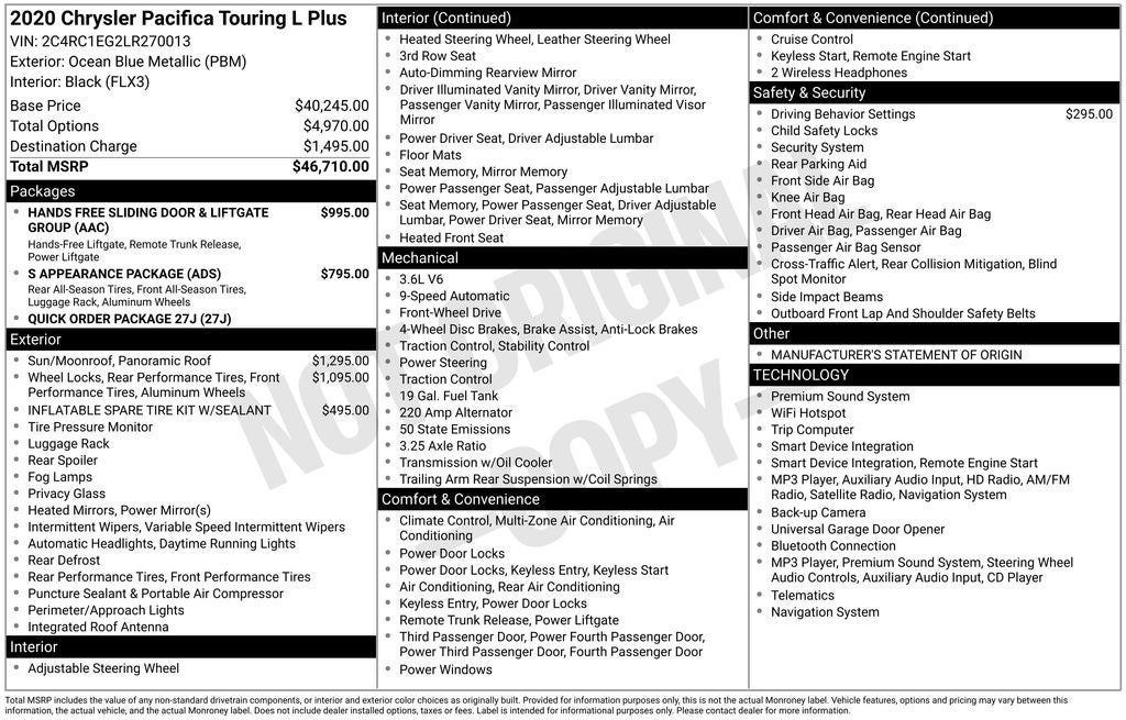 2020 Chrysler Pacifica Touring L Plus