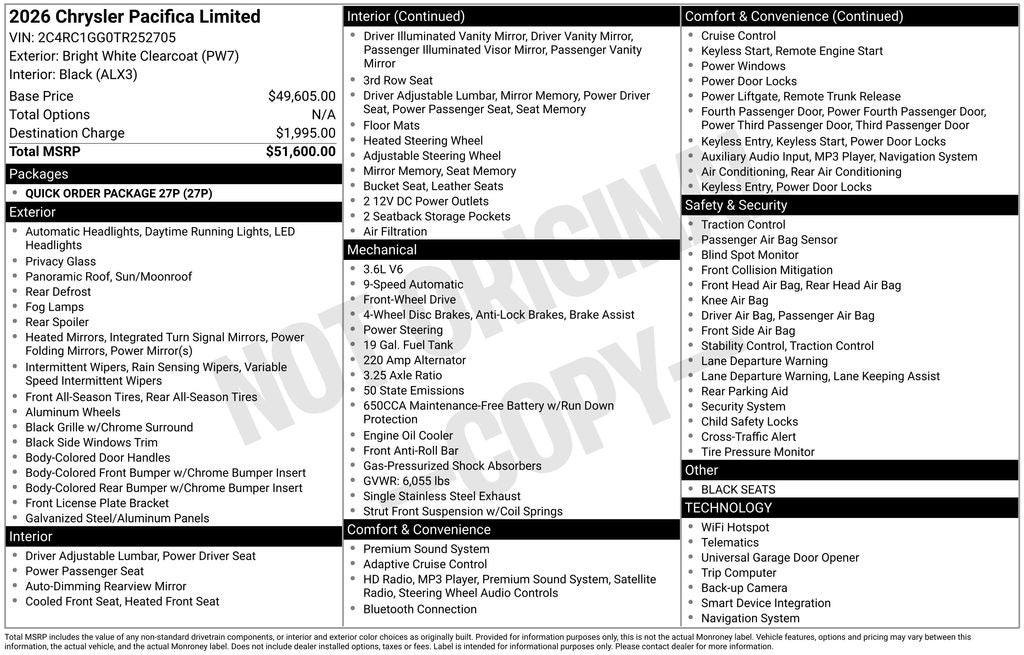2026 Chrysler Pacifica PACIFICA LIMITED