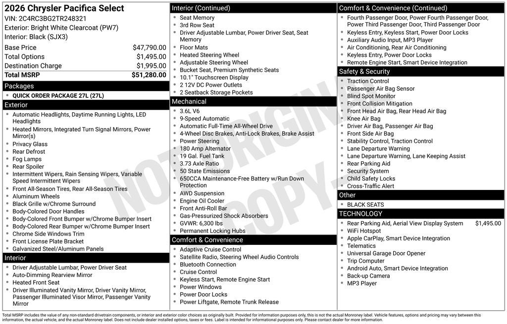 2026 Chrysler Pacifica PACIFICA SELECT AWD