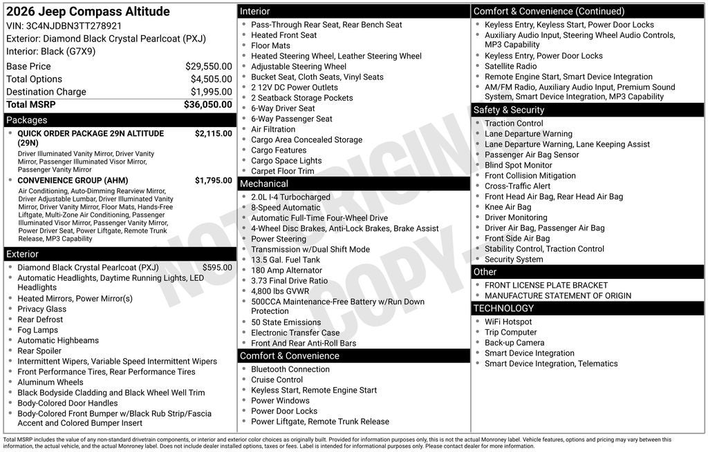 2026 Jeep Compass COMPASS LATITUDE ALTITUDE 4X4