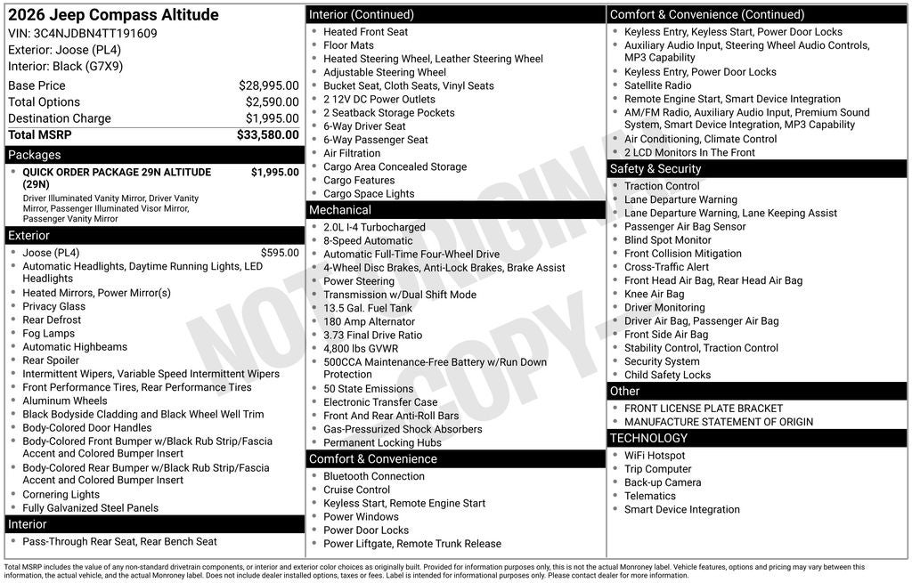 2026 Jeep Compass COMPASS LATITUDE ALTITUDE 4X4