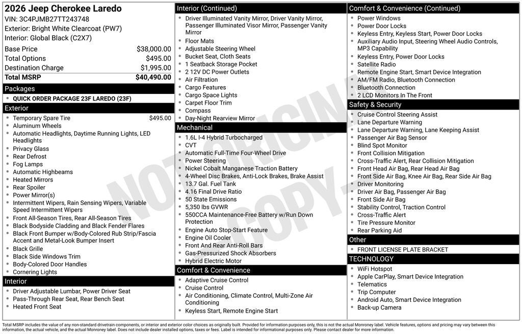 2026 Jeep Cherokee CHEROKEE LAREDO 4X4