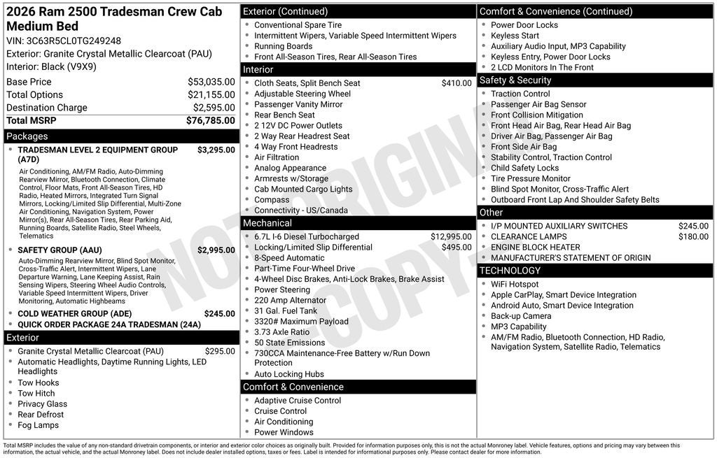 2026 RAM Ram 2500 RAM 2500 TRADESMAN CREW CAB 4X4 6'4' BOX