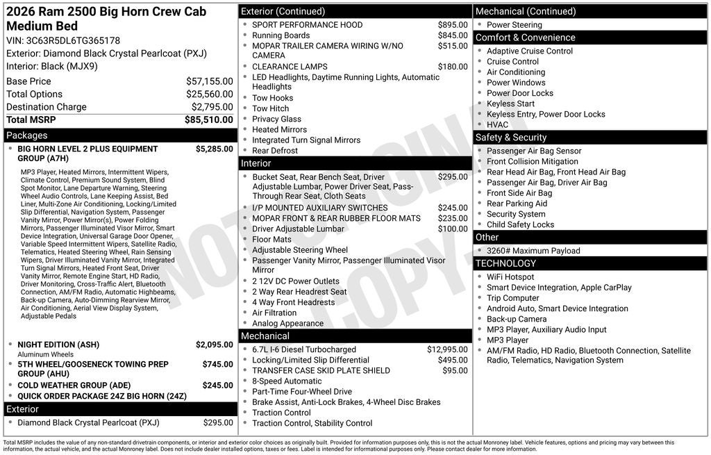 2026 RAM 2500 RAM 2500 BIG HORN CREW CAB 4X4 6'4' BOX