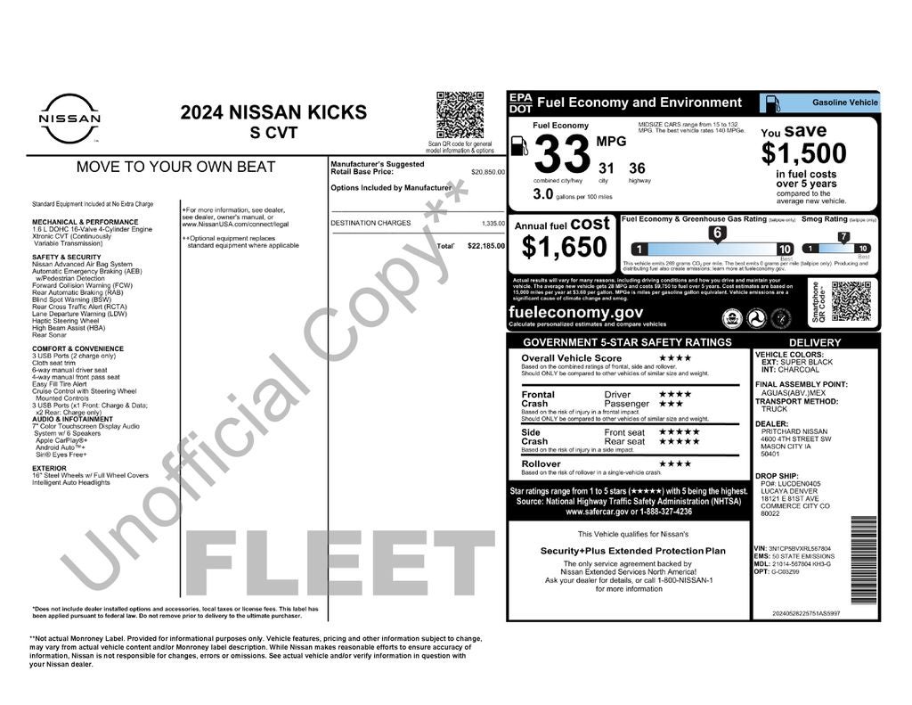 2024 Nissan Kicks S Xtronic CVT