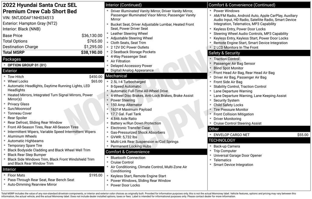 2022 Hyundai Santa Cruz SEL Premium