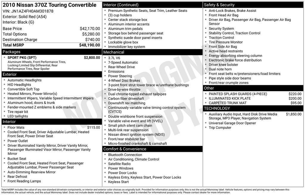 2010 Nissan 370Z Touring